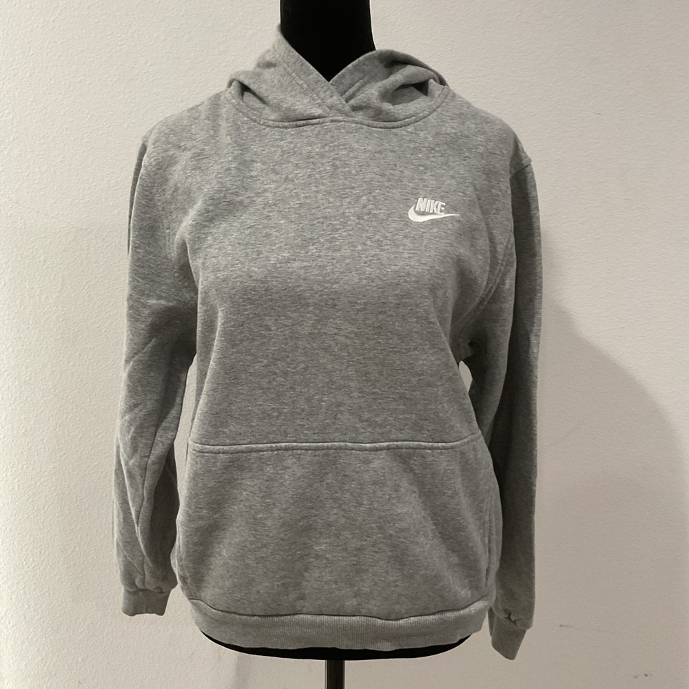 Nike Gray Hoodie Kids XL Fits Women’s Small Minimal Swoosh Athleisure Y2K